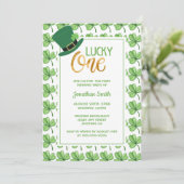 Groene Klaver Lucky One St Patrick's Kids Verjaard Kaart (Staand voorkant)