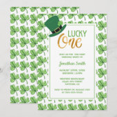 Groene Klaver Lucky One St Patrick's Kids Verjaard Kaart (Voorkant / Achterkant)