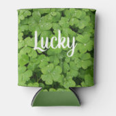 Groene klaver met geluk koelbox. blikjeskoeler (Voorkant)
