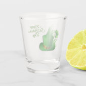 Groene klaver met Leprachaun Shot Glas (Achterkant)
