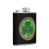 Groene Klaver op Keltische Knopen Fles Heupfles (Rechts)