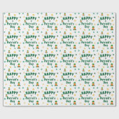 Groene klaver Shamrock Leprechaun Patrick's Day Cadeaupapier (Vlak)