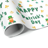 Groene klaver Shamrock Leprechaun Patrick's Day Cadeaupapier (Rol Hoek)