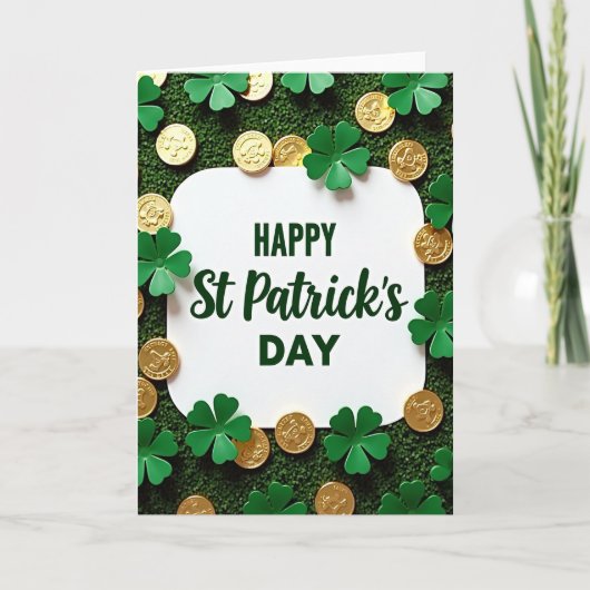 Groene Klaver St. Patrick's Dag Kaart (Voorkant)