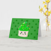 Groene Klaver St Patricks Day Schattigee Cupcake Kaart (Gele Bloem)