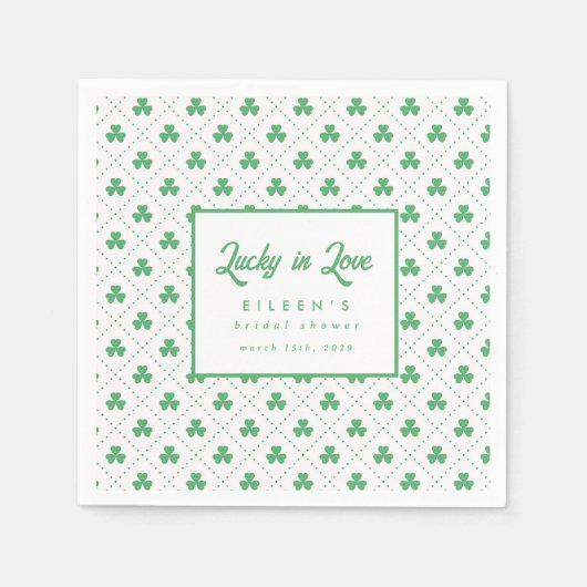 Groene Klaver St. Patrick's Ierse Bruiloft Borrel Servet (Voorkant)