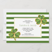 Groene klaver, strepen bruiloft verlofpartij kaart (Voorkant)