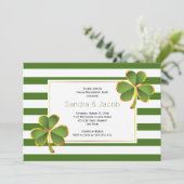 Groene klaver, strepen bruiloft verlofpartij kaart (Staand voorkant)
