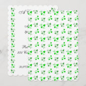 Groene Klaver Uitnodiging Op Maat Voor Feestje (Voorkant / Achterkant)