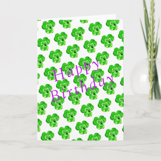 Groene Klaver Verjaardag Kaart (Voorkant)