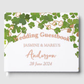 Groene klaver verlaat boeket bruiloft gastenboek (Voorkant)