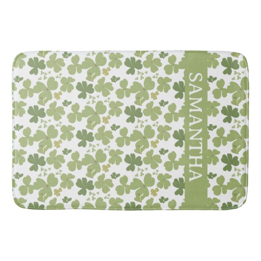 Groene Klaverblad St Patrick Day Aangepaste naam Badmat (Voorkant)