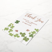 Groene klaverbladeren. Bruiloft dank u goud Folie Uitnodiging (Gedraaid)