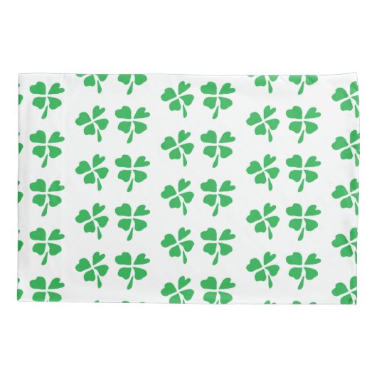 Groene klaverbladeren patroon op wit kussensloop (Achterkant)