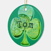 Groene klaverbladsymbool en jouw naam of een woord keramisch ornament (Links)