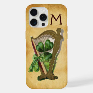 GROENE KLAVERHARP PERKAMENT MONOGRAM iPhone 15 PRO MAX HOESJE