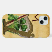 GROENE KLAVERHARP PERKAMENTEN MONOGRAM iPhone HOESJE (Achterkant horizontaal)