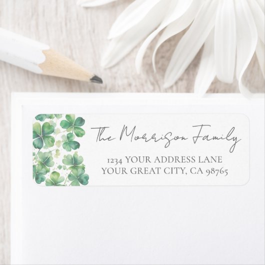 Groene Klaverretouradres Etiket (Insitu)