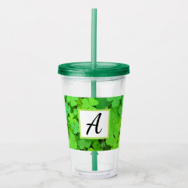 Groene Klavers Foto Welvaart Bijbel Verse Initiaal Acryl Drinkbeker