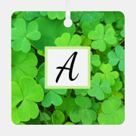 Groene Klavers Foto Welvaart Bijbel Verse Initiaal Metalen Ornament