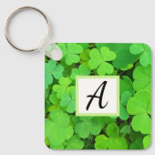 Groene Klavers Foto Welvaart Bijbel Verse Initiaal Sleutelhanger (Voorkant)