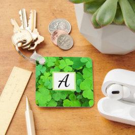 Groene Klavers Foto Welvaart Bijbel Verse Initiaal Sleutelhanger