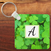 Groene Klavers Foto Welvaart Bijbel Verse Initiaal Sleutelhanger (Voorkant)