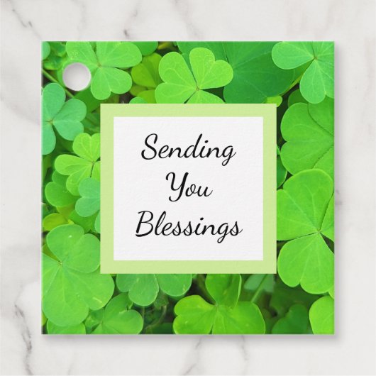Groene Klavers Foto Welvaart Bijbelvers Schattige Bedankjes Labels (Voorkant)