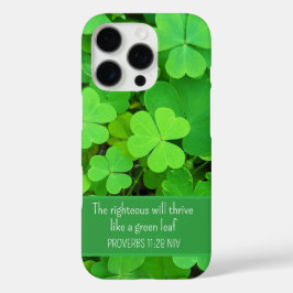 Groene Klavers Foto Welvaart Bijbelvers Schattige iPhone 16 Pro Hoesje