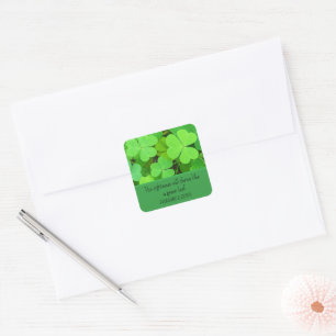 Groene Klavers Foto Welvaart Bijbelvers Schattige Vierkante Sticker
