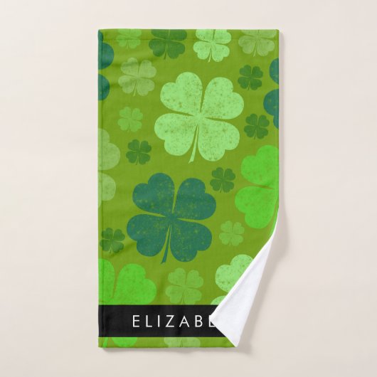 Groene Klavers, Lucky Clovers, Jouw naam Bad Handdoek (Handdoek)