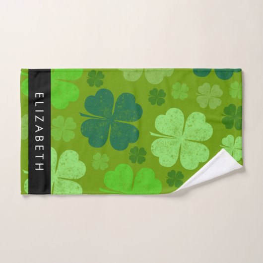 Groene Klavers, Lucky Clovers, Jouw naam Bad Handdoek (Handdoek)