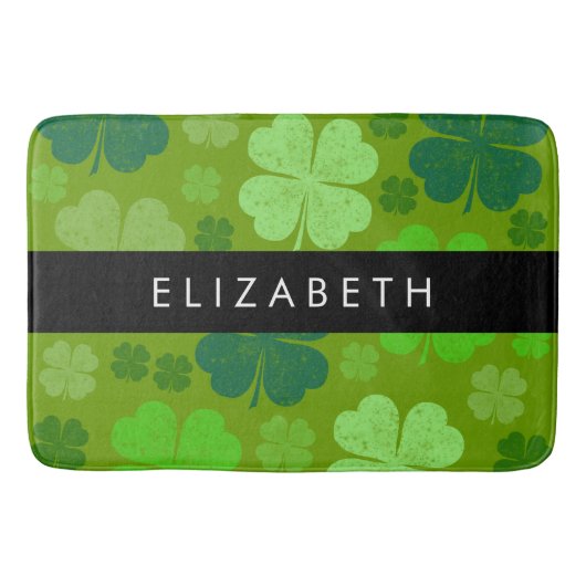 Groene Klavers, Lucky Clovers, Jouw naam Badmat (Voorkant)