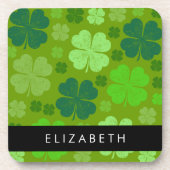 Groene Klavers, Lucky Clovers, Jouw naam Bier Onderzetter (Voorkant)