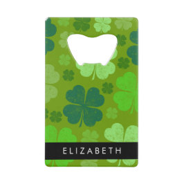 Groene Klavers, Lucky Clovers, Jouw naam Creditkaart Flessenopener