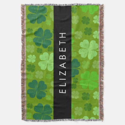 Groene Klavers, Lucky Clovers, Jouw naam Deken (Voorkant Verticaal)