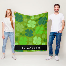 Groene Klavers, Lucky Clovers, Jouw naam Fleece Deken