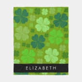 Groene Klavers, Lucky Clovers, Jouw naam Fleece Deken (Voorkant)
