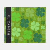 Groene Klavers, Lucky Clovers, Jouw naam Fleece Deken (Voorkant (Horizontaal))