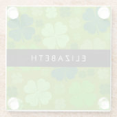 Groene Klavers, Lucky Clovers, Jouw naam Glazen Onderzetter (Achterkant)