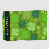 Groene Klavers, Lucky Clovers, Jouw naam Golfhanddoek (Horizontaal)
