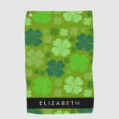 Groene Klavers, Lucky Clovers, Jouw naam Golfhanddoek (Voorkant)