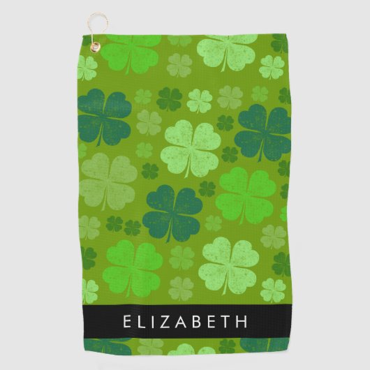 Groene Klavers, Lucky Clovers, Jouw naam Golfhanddoek (Voorkant)