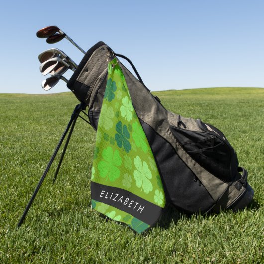 Groene Klavers, Lucky Clovers, Jouw naam Golfhanddoek (Groen)