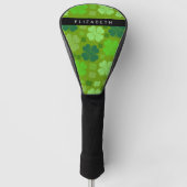 Groene Klavers, Lucky Clovers, Jouw naam Golfheadcover (Voorkant)