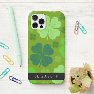Groene Klavers, Lucky Clovers, Jouw naam iPhone 12 Pro Hoesje