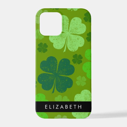 Groene Klavers, Lucky Clovers, Jouw naam iPhone Hoesje (Achterkant)