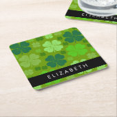 Groene Klavers, Lucky Clovers, Jouw naam Kartonnen Onderzetters (Schuin)