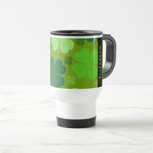 Groene Klavers, Lucky Clovers, Jouw naam Reisbeker (Voorkant rechts)