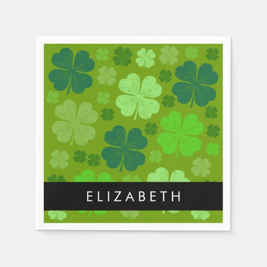 Groene Klavers, Lucky Clovers, Jouw naam Servet (Voorkant)